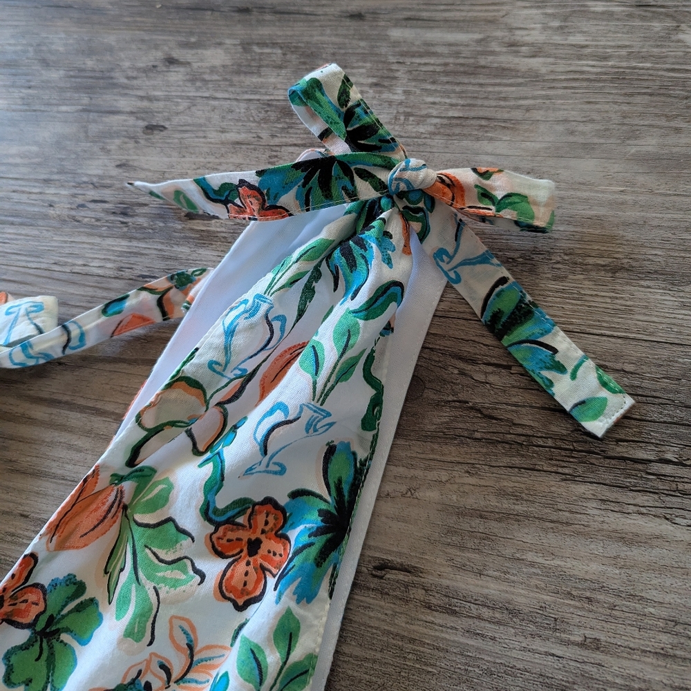 Japna - Sundress Mini Fit and Flare Deep-V off-White, Green, Orange Small - Picture 6 of 12